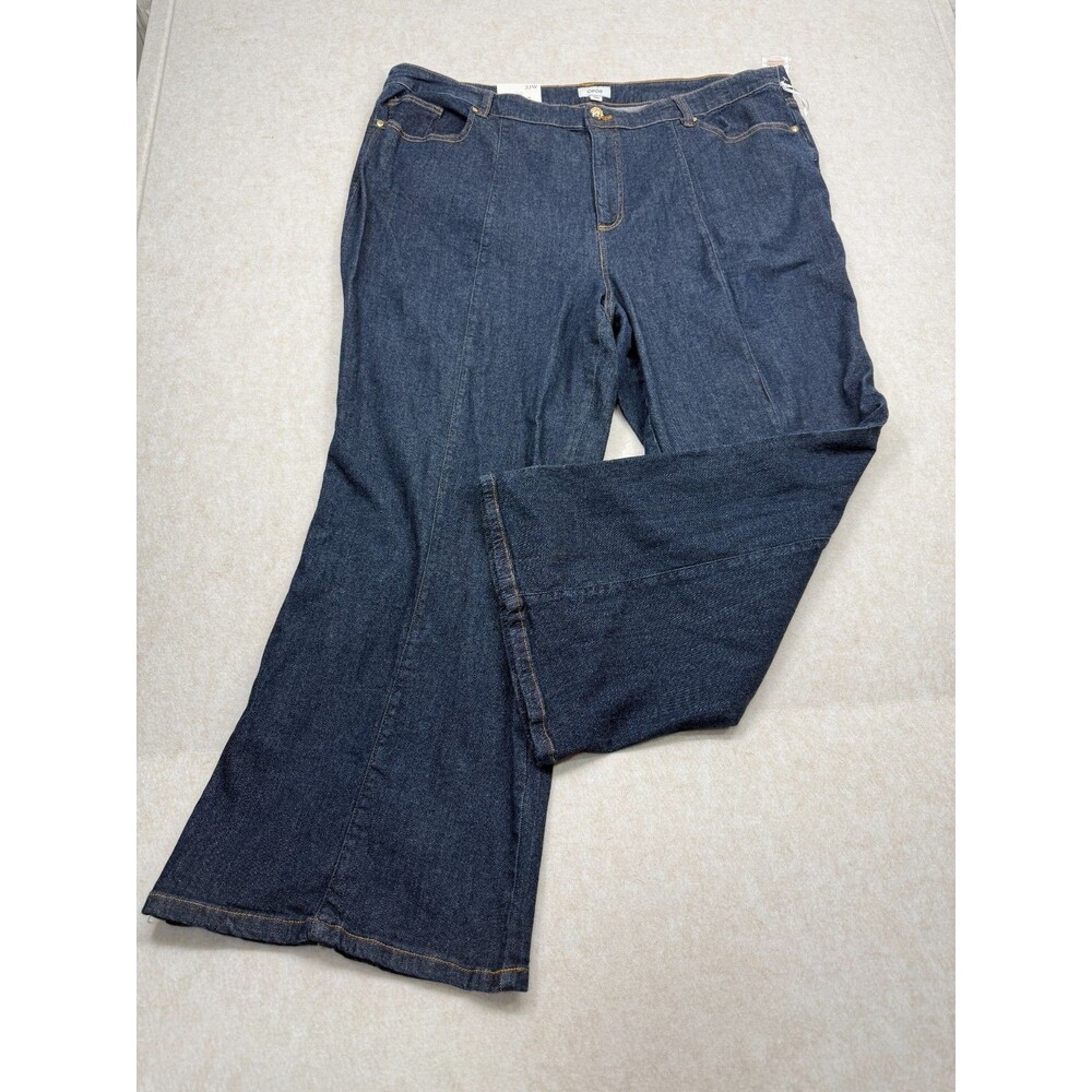 CeCe Flare Jeans Women 22W NWT Dark Wash High Rise Seamed Stretch Plus Size $139
